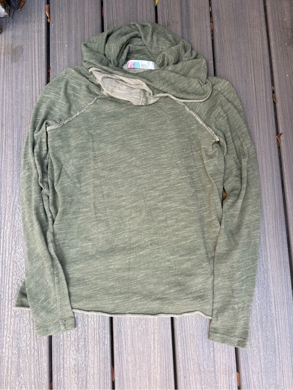 Free People Olive Green Cowl Neck Lightweight Sweater